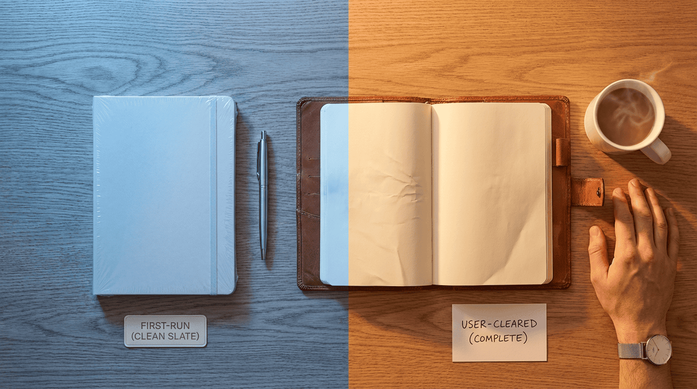 Distinguishing First-Run From User-Cleared States