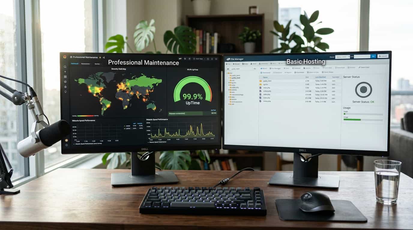How To Evaluate Website Maintenance Package Tiers And Pricing Core Features Of Professional Maintenance vs Basic Hosting